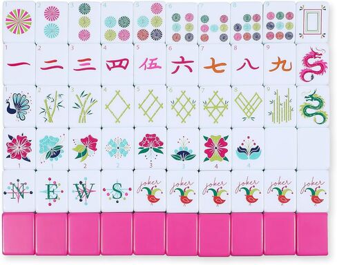 Christmas 160 Pcs Chinoiserie Mahjong Tile Set, 1.2 x 0.8 Inches Melamine Blue Back American Mahjong Only, Travel Ma Jiang Tiles for Adult Classic Board for Family Night in Kuwait