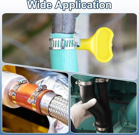 6 قطع من uxcell مشابك خرطوم من الفولاذ المقاوم للصدأ، 19-29 مم (3/4 بوصة إلى 1-1/8 بوصة) مشابك برغي إبهام قابلة للتعديل، مشابك خط الوقود، عرض النطاق الترددي 8 مم للسباكة، أصفر in Kuwait