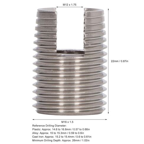 Jeanoko 20Pcs Slotted Thread Repair Insert Threaded Sleeve M16 x 1.5 22mm Stainless Steel Self Tapping Insert with Strong Tensile Strength in Saudi Arabia