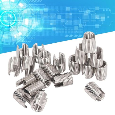 Jeanoko 20Pcs Slotted Thread Repair Insert Threaded Sleeve M16 x 1.5 22mm Stainless Steel Self Tapping Insert with Strong Tensile Strength in Saudi Arabia
