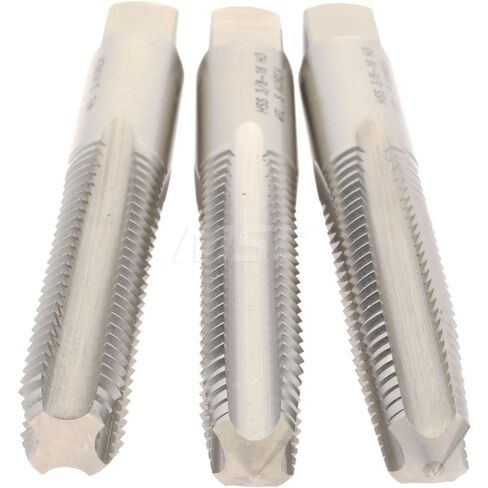 Hertel High Speed Steel Tap Set, 3/8-16 UNC, 4 Flute, Bottoming/Plug/Taper, 2-15/16 inch OAL, Bright Finish, 3 Piece, 2B/3B Class in Saudi Arabia