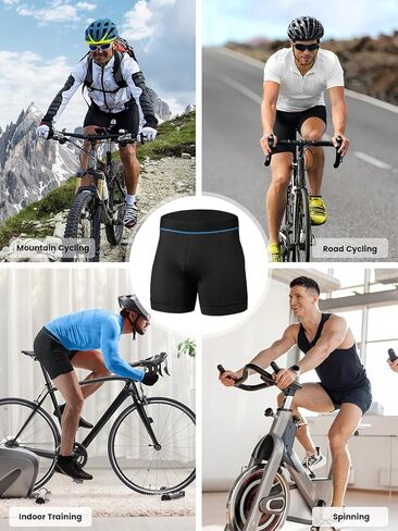 Sportneer Padded Cycling Underwear Men's 3D Padding Bike Bicycle Shorts Underwear Without Silicone Leg Band Blue in Saudi Arabia