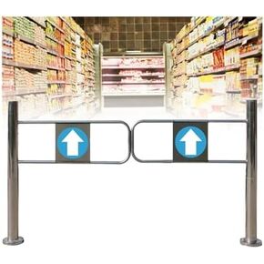 بوابة متأرجحة للإغلاق التلقائي بزاوية 90 درجة - بوابة أمان معدنية عالمية للمستودعات والسوبر ماركت باب مدخل من الفولاذ المقاوم للصدأ باتجاه واحد (190 × 100 سم) - وصول آمن S in Kuwait