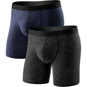 Merino Wool Incontinence Underwear for Men, Long Leg Reusable Washable Leakproof Absorbent Boxer Briefs 50ML 2 Pack in Kuwait