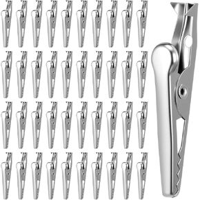 TIESOME 50 Pcs Alligator Clips, 35mm/1.38" Metal Test Crocodile Clamps, Spring Loaded Electrical Wire Clips for Lab Electronics Testing, Silver Tone in Kuwait