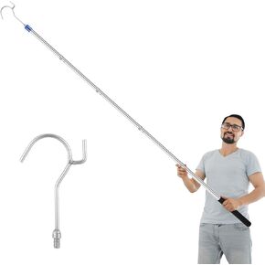Clothes Hook Pole, Clothes Hanger Reaching Hook - Extendable 35" to 78" Stainless Steel Pole with Sponge Handle, Ideal for Hanging Clothes, Lights & Plants in Saudi Arabia