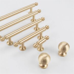 Solid Brass Pull Handle Kitchen Cabinet Drawer Gold Stripe Ball 1Pcs(8808-64) in Kuwait