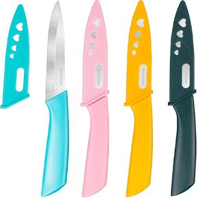 Paring Knife Set of 4, Paring Knives With Cover, 4 inch Small Fruit Knife, Ultra Sharp Kitchen Knives，High Carbon Stainless Steel PP Plastic Handle in Saudi Arabia