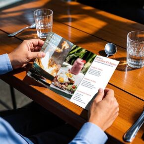 Custom Bi-Fold/Tri-Fold Brochure Printing | Eco-Friendly FSC-Certified Paper, Glossy Finish, Double-Sided Design | A5/A4/A3 Sizes, 100+ QTY in Saudi Arabia
