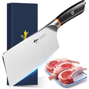 MAD SHARK Meat Cleaver, Professional 7.5 Inch Bone Chopping Butcher Knife with Heavy Duty Blade, German Military Grade Composite Steel, Chinese Chef's Bone Cutting Knife for Home Kitchen & Restaurant in Saudi Arabia
