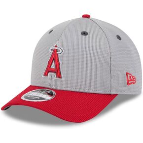 New Era LA Los Angeles Angels 9FORTY M-Crown 2025 قبعة Snapback لممارسة الضرب، قبعة قابلة للتعديل رمادي أحمر in Kuwait