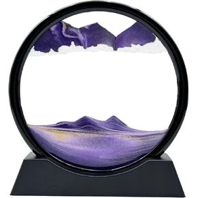 حركة سائلة لفن الرمل المتحرك، ديكور رملي ثلاثي الأبعاد بلون الرمال المتحركة في أعماق البحار، صورة فنية رملية متحركة زجاجية مستديرة للاسترخاء على سطح المكتب والمنزل والمكتب (7 بوصة-أزرق) in Kuwait