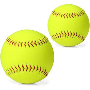 LOOEEL 11" & 12" Training Softballs,Official Size and Weight Practice Softball,Leather Covered Fast Pitch Practice & Training Balls for Ball Sports Softballs for Games.-Yellow in Saudi Arabia