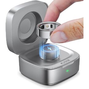 Wireless Charging Case Compatible with Ou-ra Ring Gen 4 Charger, 600mAh Portable Travel Ring Charger Fast Charging Dock with USB-C Cable (Size 8-Glossy Silver) in Kuwait