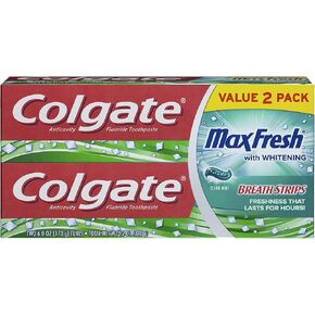 Colgate Max Fresh Whitening Toothpaste with Mini Breath Strips, Clean Mint - 6 Ounce (2 Pack) in Saudi Arabia