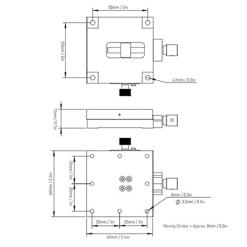 X محاور المرحلة الخطية تتوافق تغذية المسمار دليل الدقة انزلاق الجدول HTG A60 60x60mm سبائك الألومنيوم للمعدات البصرية أجهزة أشباه الموصلات in Saudi Arabia