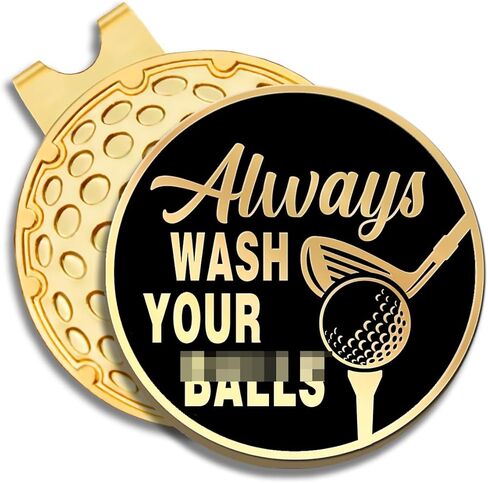Always Wash Your Black Gold Golf Ball Marker with Magnetic Hat Clip, Golf Accessories for Men Women, Golf Gift for Men Women Golfer, Birthday Retirement Gift for Dad Grandpa Golf Fan in Kuwait