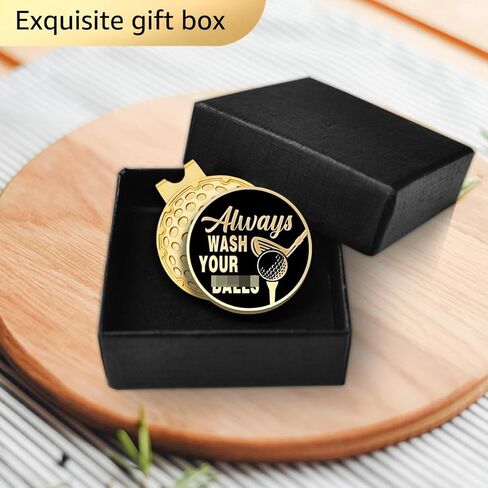 Always Wash Your Black Gold Golf Ball Marker with Magnetic Hat Clip, Golf Accessories for Men Women, Golf Gift for Men Women Golfer, Birthday Retirement Gift for Dad Grandpa Golf Fan in Kuwait