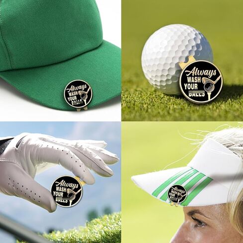 Always Wash Your Black Gold Golf Ball Marker with Magnetic Hat Clip, Golf Accessories for Men Women, Golf Gift for Men Women Golfer, Birthday Retirement Gift for Dad Grandpa Golf Fan in Kuwait