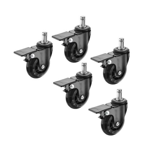 5 Pieces/lot 2.5 inch Black M11 PU Transparent Wheel 11mm Office Chair Universal Brake Furniture Caster Small in Saudi Arabia