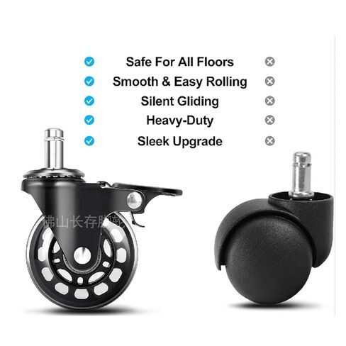 5 Pieces/lot 2.5 inch Black M11 PU Transparent Wheel 11mm Office Chair Universal Brake Furniture Caster Small in Saudi Arabia