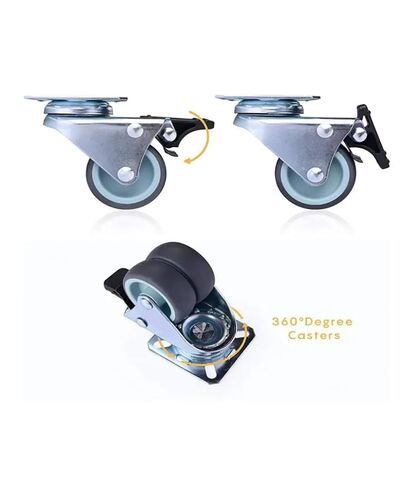 [Pack of 4] 2-inch Flat Double-Row Swivel casters with Brakes, Rubber Silent Furniture, Industrial Vehicles, Heavy-Duty wear-Resistant in Saudi Arabia