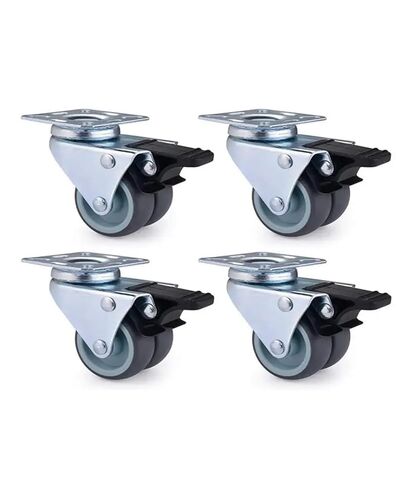 [Pack of 4] 2-inch Flat Double-Row Swivel casters with Brakes, Rubber Silent Furniture, Industrial Vehicles, Heavy-Duty wear-Resistant in Saudi Arabia