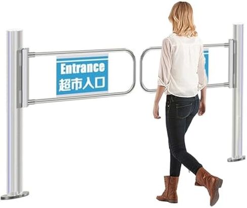 بوابة متأرجحة أوتوماتيكية لمدخل السوبر ماركت تفتح بزاوية 90 درجة وباب أمان من الفولاذ المقاوم للصدأ للتحكم في الوصول للمكتبة والمتجر (160 × 100 سم) in Kuwait