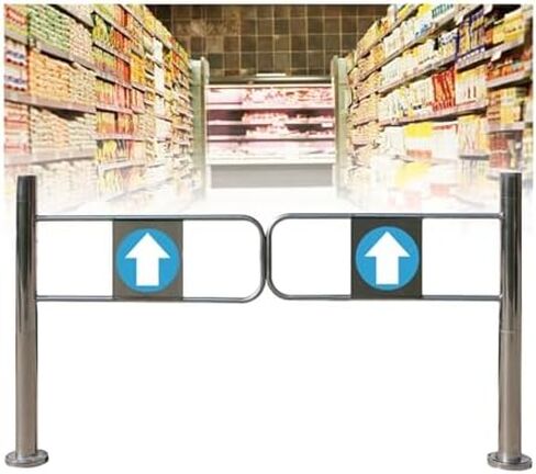 بوابة متأرجحة للإغلاق التلقائي بزاوية 90 درجة - بوابة أمان معدنية عالمية للمستودعات والسوبر ماركت باب مدخل من الفولاذ المقاوم للصدأ باتجاه واحد (190 × 100 سم) - وصول آمن S in Kuwait