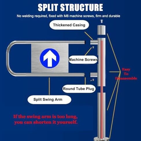 باب دوار للأمان من الفولاذ المقاوم للصدأ - بوابة متأرجحة واحدة محملة بنابض شديدة التحمل للدخول/الخروج في اتجاه واحد للسوبر ماركت - حاجز الجانب الأيسر 80 × 100 سم in Kuwait