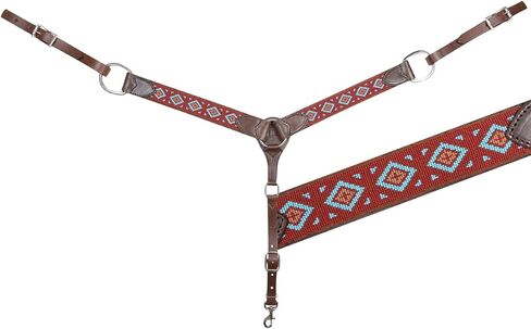 Cashel Company SA-BC192BD-TQRS Turq/Rust 2in Beaded Breast Collar Turq/Rust Horse in Saudi Arabia