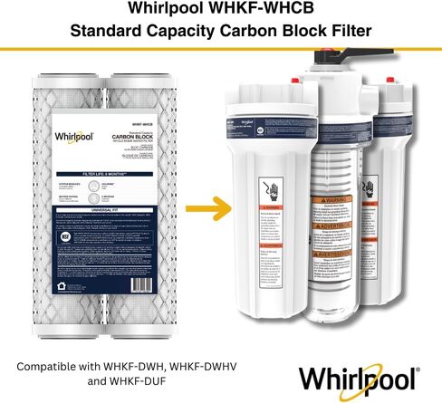 فلتر مياه من كتلة الكربون مقاس 10 بوصة × 2.5 بوصة WHKF-WHCB، معتمد من NSF 5 ميكرون يقلل من الكلور والرواسب، عمر 6 أشهر، خرطوشة بديلة CTO تناسب غطاء فلتر المنزل، نظام التناضح العكسي in Kuwait