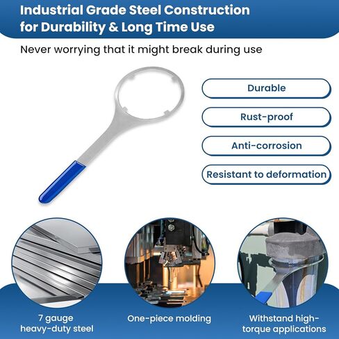 مفتاح فلتر مياه معدني SPBW-1 شديد التحمل من الفولاذ الصناعي القوي لمساكن مرشح الهوية مقاس 4.8 بوصة، متوافق مع Culligan/Pentek/ السباك الأمريكي/ المساكن الزرقاء الكبيرة، مقبض مريح وقبضة مانعة للانزلاق in Kuwait