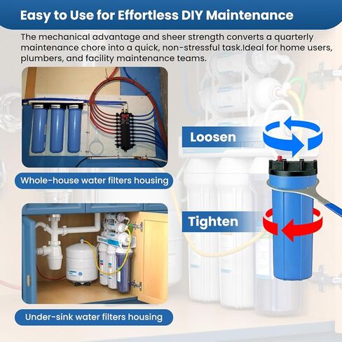 مفتاح فلتر مياه معدني SPBW-1 شديد التحمل من الفولاذ الصناعي القوي لمساكن مرشح الهوية مقاس 4.8 بوصة، متوافق مع Culligan/Pentek/ السباك الأمريكي/ المساكن الزرقاء الكبيرة، مقبض مريح وقبضة مانعة للانزلاق in Kuwait