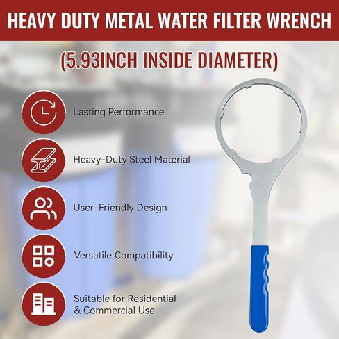 مفتاح ربط فلتر المياه SPBW-5 شديد التحمل 5.93 بوصة، مفتاح فلتر المياه SW-3 لاستبدال فلتر المنزل بالكامل لمفاتيح Pentair Pentek 150296 البلاستيكية، متوافق مع Culligan وPentek وPlymouth in Kuwait