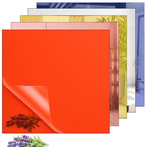 Coloch 5 Pack Acrylic Mirror Sheets for Laser Cutting, 11.8 x11.8 in Multicolored Mirror Panels with 2.6mm Thickness Opaque Glossy Mirror Sheet for Cutting, Sawing, Engraving, DIY, Craft in Saudi Arabia