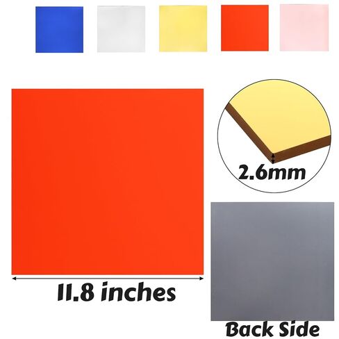 Coloch 5 Pack Acrylic Mirror Sheets for Laser Cutting, 11.8 x11.8 in Multicolored Mirror Panels with 2.6mm Thickness Opaque Glossy Mirror Sheet for Cutting, Sawing, Engraving, DIY, Craft in Saudi Arabia