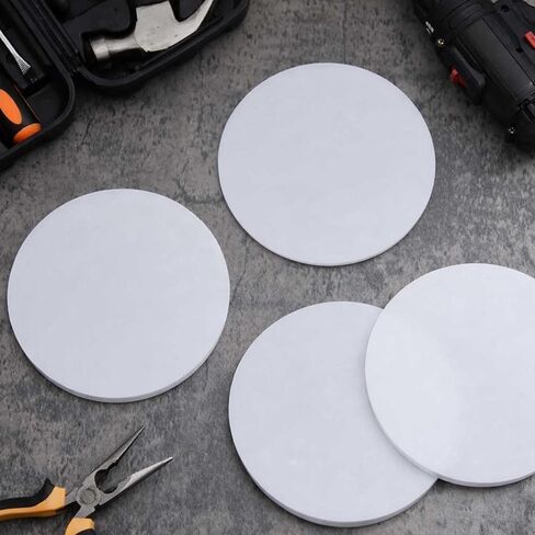 Sasylvia 4 Pcs HDPE White Circular Sheet 6" Diameter x 1/4" Thick, High Density Polyethylene Round Plastic Blocks Smooth Finish Plastic Plates Multi-Purpose for Machining, DIY Crafts, Spacers, Base in Saudi Arabia