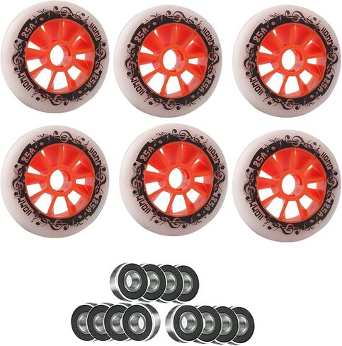 6 Pack Inline Skate Wheels 90mm 100mm 110mm Inline Wheels Replacemnet with ABEC-9 Bearings 85A Hardness Increased Speed and High-Grip Performance in Saudi Arabia