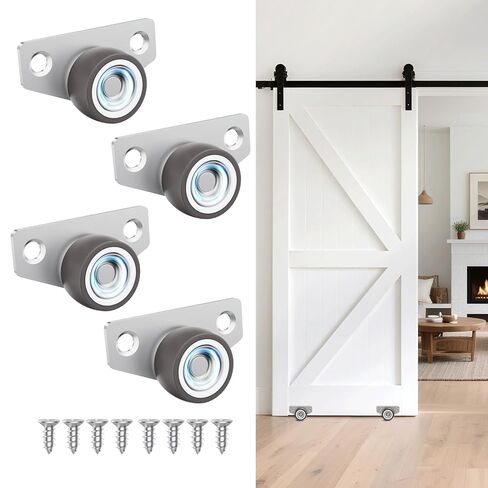 عجلات تثبيت جانبية صغيرة، عجلة دوارة منخفضة المستوى - عجلات مطاطية صلبة غير دوارة للأبواب المنزلقة والأدراج والخزائن - دوران هادئ، حركة سهلة للأثاث (1 بوصة، 2) in Kuwait