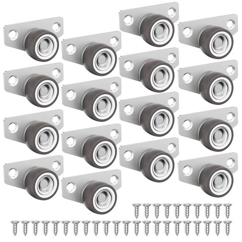 Mini Side Mount Casters, Low Profile Caster Wheel- Rigid Non-Swivel Rubber Wheels for Sliding Doors, Drawers, Cabinets - Quiet Rolling, Easy Furniture Movement (1 Inch, 2) in Saudi Arabia