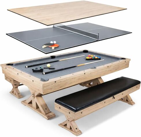 7 أقدام و 3 في 1 طاولة بلياردو متعددة الألعاب مع كومبو طاولة Ping Ping Pong ، تشمل ملحقات طاولة البلياردو ومجاذيف التنس. in Kuwait