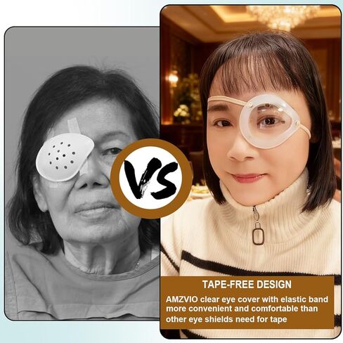 AMZVIO 2 Pack Eye Shield After Cataract Surgery,Clear Eye Patch Medical Hard Protective Cover,with Adjustable Strap & Soft Silicone Edge,Great Eyes Protection for Adults Sleeping(Beige) in Kuwait