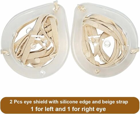 AMZVIO 2 Pack Eye Shield After Cataract Surgery,Clear Eye Patch Medical Hard Protective Cover,with Adjustable Strap & Soft Silicone Edge,Great Eyes Protection for Adults Sleeping(Beige) in Kuwait