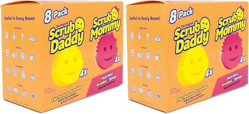 Scrub Daddy Sponges 4ct + Scrub Mommy 4ct - Scratch-Free Multipurpose Dish Sponges - BPA Free & Made with Polymer Foam - Stain & Odor Resistant Kitchen Sponge (8 Pack) in Saudi Arabia