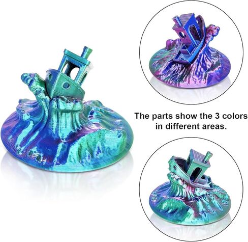 Triple Color Silk PLA Filament 1.75mm, 3D Printing Filament Like Rainbow Filament, 250g (0.55lbs) (Rose Red Blue Green) in Saudi Arabia