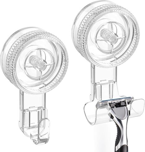 LUXEAR Suction Cup Hooks 2 Pack, Shower Hook Damage-Free Waterproof Vacuum Suction Hangers for Bathroom Kitchen, Removable Reusable Suction Holder for Towel Loofah Bathrobe Christmas Wreath Decor​ in Saudi Arabia