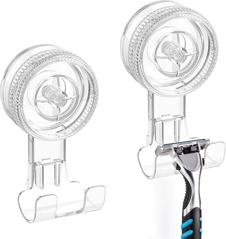 LUXEAR Suction Cup Hooks 2 Pack, Shower Hook Damage-Free Waterproof Vacuum Suction Hangers for Bathroom Kitchen, Removable Reusable Suction Holder for Towel Loofah Bathrobe Christmas Wreath Decor​ in Saudi Arabia
