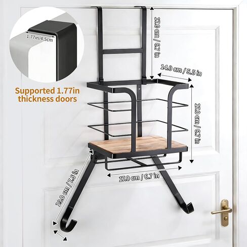 Ironing Board Hanger Wall Mount, Over the Door Iron Board Holder, Wooden & Metal Laundry Room Organizer, Anti-Slip Fence Design, Fits T/Y-Leg, Black in Saudi Arabia