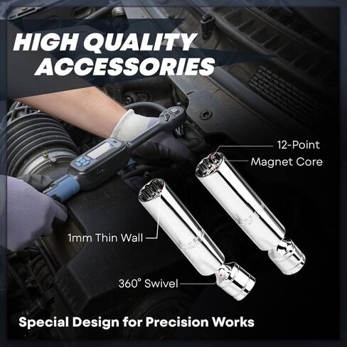 3/8 Torque Wrench Digital (5.02-99.6 Ft.Lb)±2% High accuracy Spark Plug Socket & Tire Inch Pound Torque Wrench 3/8 Drive with Buzzer and Colorful LED Indicator&Track Mode for Moto Auto Car in Kuwait